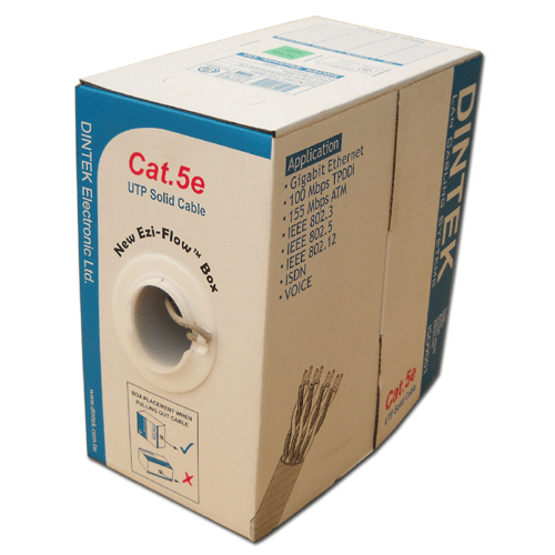 Cáp mạng Dintek CAT.5e UTP,  4 pair,  24AWG,  305m/box,  Longest working distance: 150m,  made in China (1101-03029)