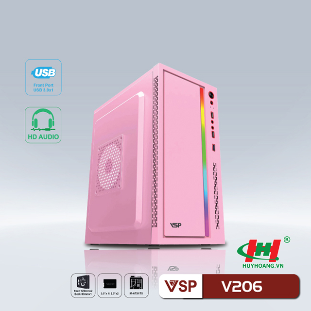 Vỏ thùng máy tính - Case VSP V206 - Pink