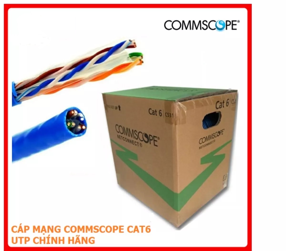 Cáp mạng AMP/COMMSCOPE CAT6 UTP Cable,  4-Pair,  23AWG,  Solid,  CM,  305m,  Blue