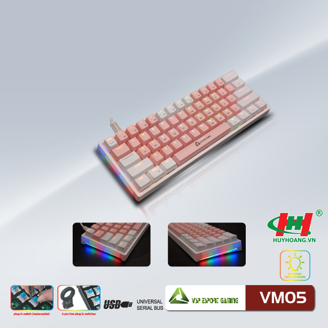Bàn phím VSP eSport Gaming VM05 Pink