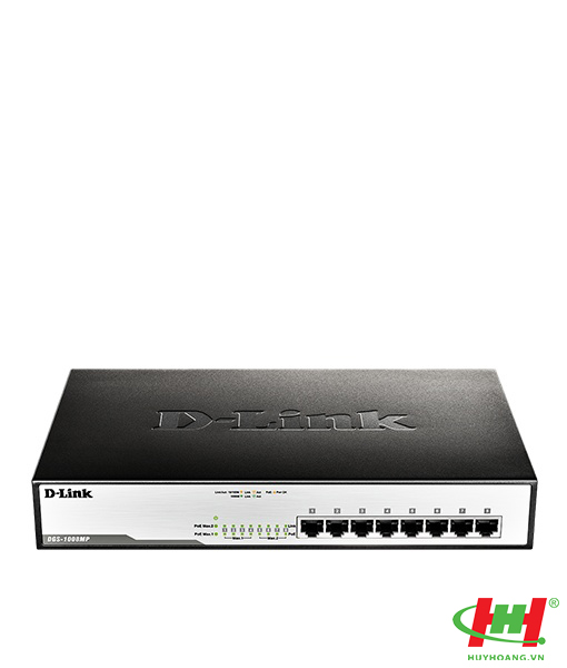 Bộ chia mạng và cấp nguồn PoE 8 cổng Gigabit D-Link DGS-1008MP