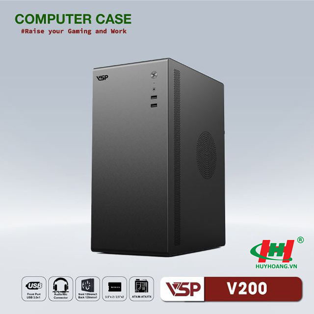 Thùng máy tính Case VSP V200 đen/black (mATX)